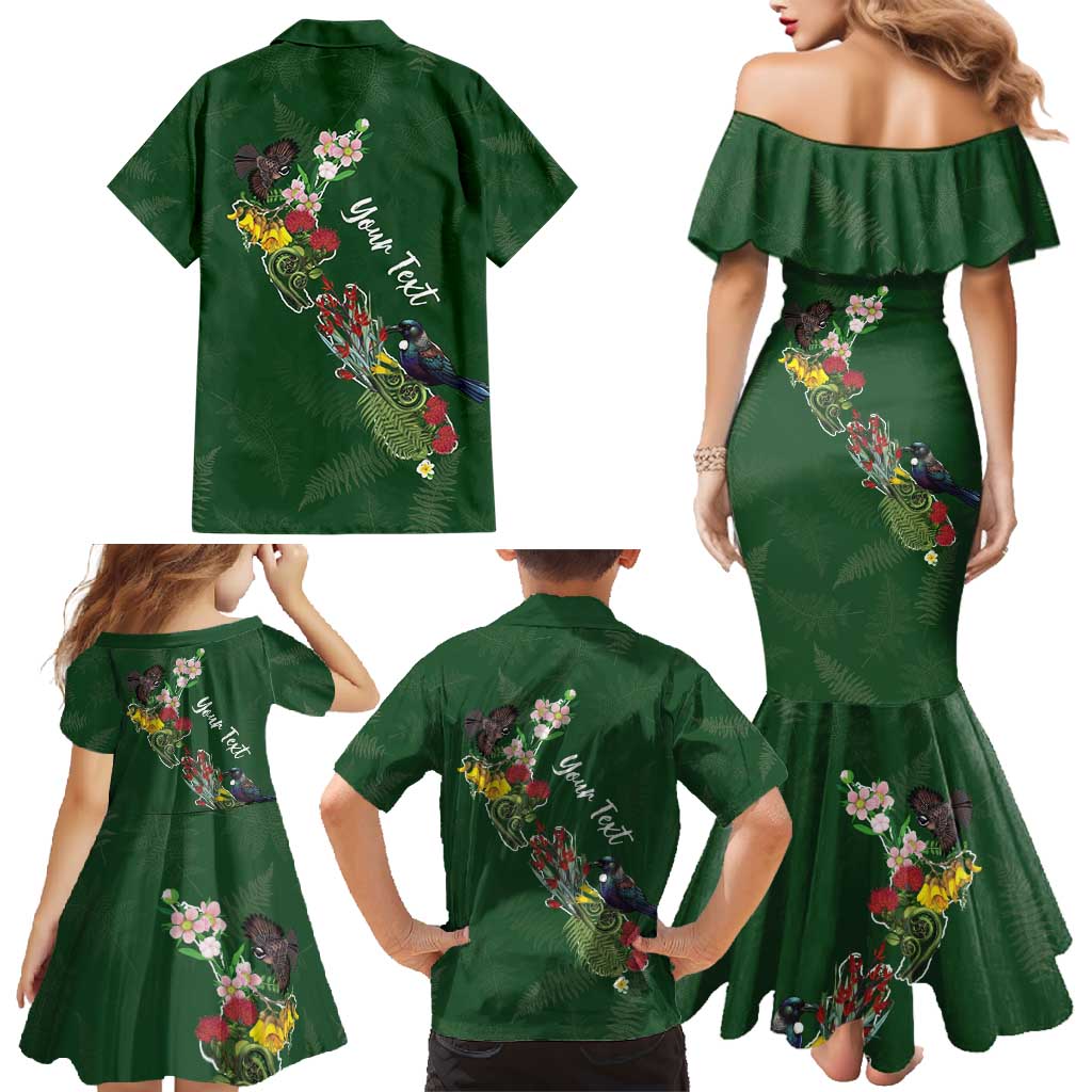 Kia Ora New Zealand Floral Personalized Family Matching Mermaid Dress and Hawaiian Shirt Sage Green - Aussie Hoodie