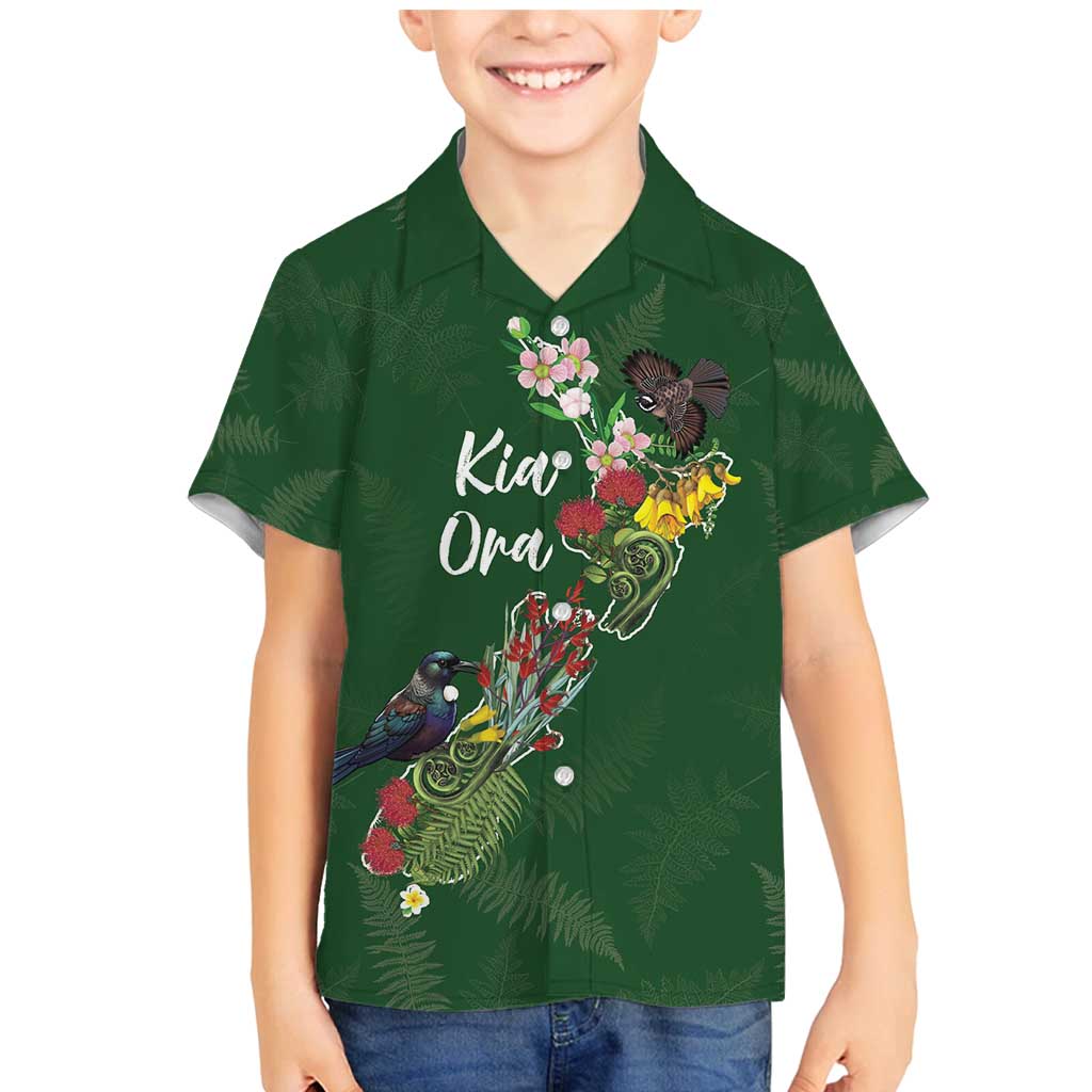 Kia Ora New Zealand Floral Personalized Family Matching Mermaid Dress and Hawaiian Shirt Sage Green - Aussie Hoodie