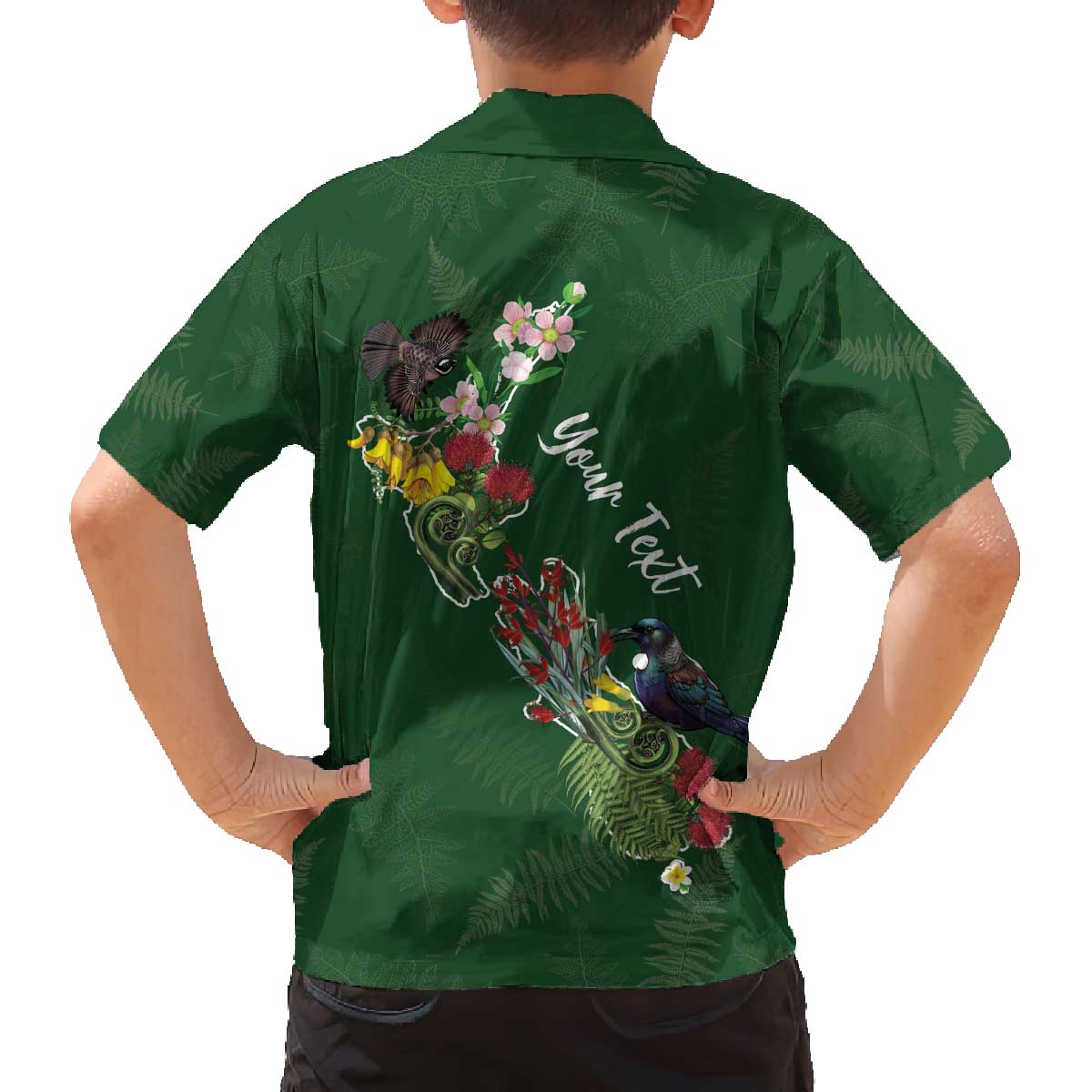 Kia Ora New Zealand Floral Personalized Family Matching Off The Shoulder Long Sleeve Dress and Hawaiian Shirt Sage Green - Aussie Hoodie