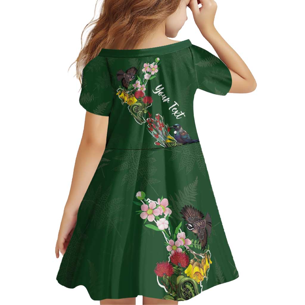 Kia Ora New Zealand Floral Personalized Family Matching Off Shoulder Short Dress and Hawaiian Shirt Sage Green - Aussie Hoodie