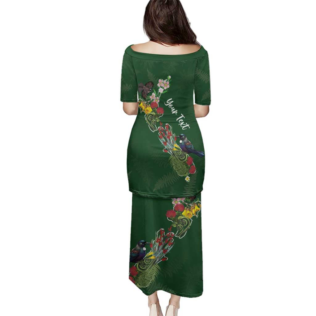 Kia Ora New Zealand Floral Personalized Family Matching Puletasi and Hawaiian Shirt Sage Green - Aussie Hoodie