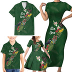 Kia Ora New Zealand Floral Personalized Family Matching Short Sleeve Bodycon Dress and Hawaiian Shirt Sage Green - Aussie Hoodie