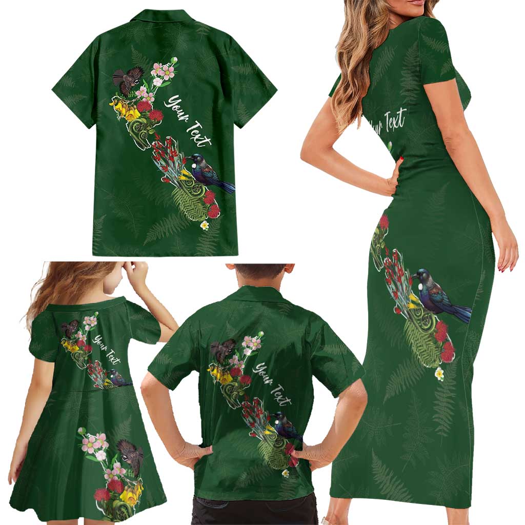 Kia Ora New Zealand Floral Personalized Family Matching Short Sleeve Bodycon Dress and Hawaiian Shirt Sage Green - Aussie Hoodie