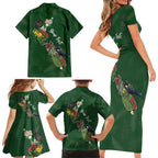 Kia Ora New Zealand Floral Personalized Family Matching Short Sleeve Bodycon Dress and Hawaiian Shirt Sage Green - Aussie Hoodie