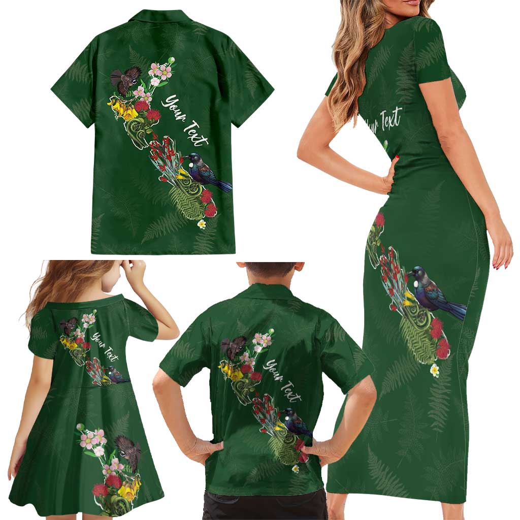 Kia Ora New Zealand Floral Personalized Family Matching Short Sleeve Bodycon Dress and Hawaiian Shirt Sage Green - Aussie Hoodie