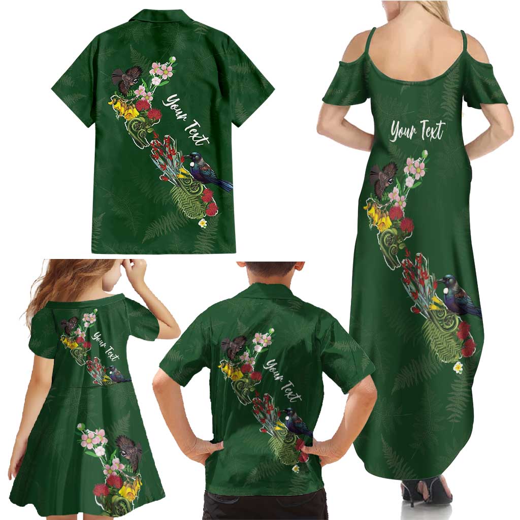 Kia Ora New Zealand Floral Personalized Family Matching Summer Maxi Dress and Hawaiian Shirt Sage Green - Aussie Hoodie