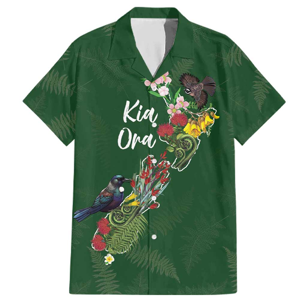 Kia Ora New Zealand Floral Personalized Family Matching Summer Maxi Dress and Hawaiian Shirt Sage Green - Aussie Hoodie