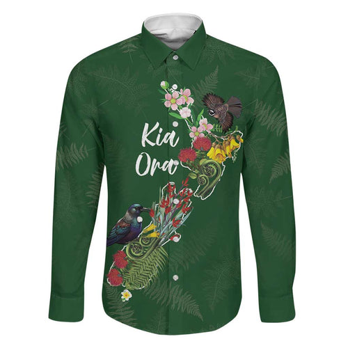 Kia Ora New Zealand Floral Personalized Family Matching Summer Maxi Dress and Hawaiian Shirt Sage Green - Aussie Hoodie