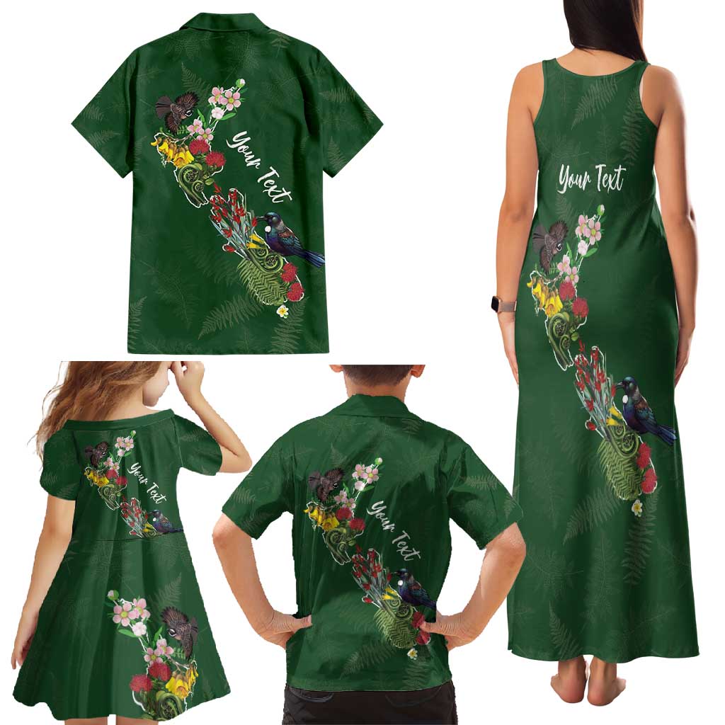 Kia Ora New Zealand Floral Personalized Family Matching Tank Maxi Dress and Hawaiian Shirt Sage Green - Aussie Hoodie