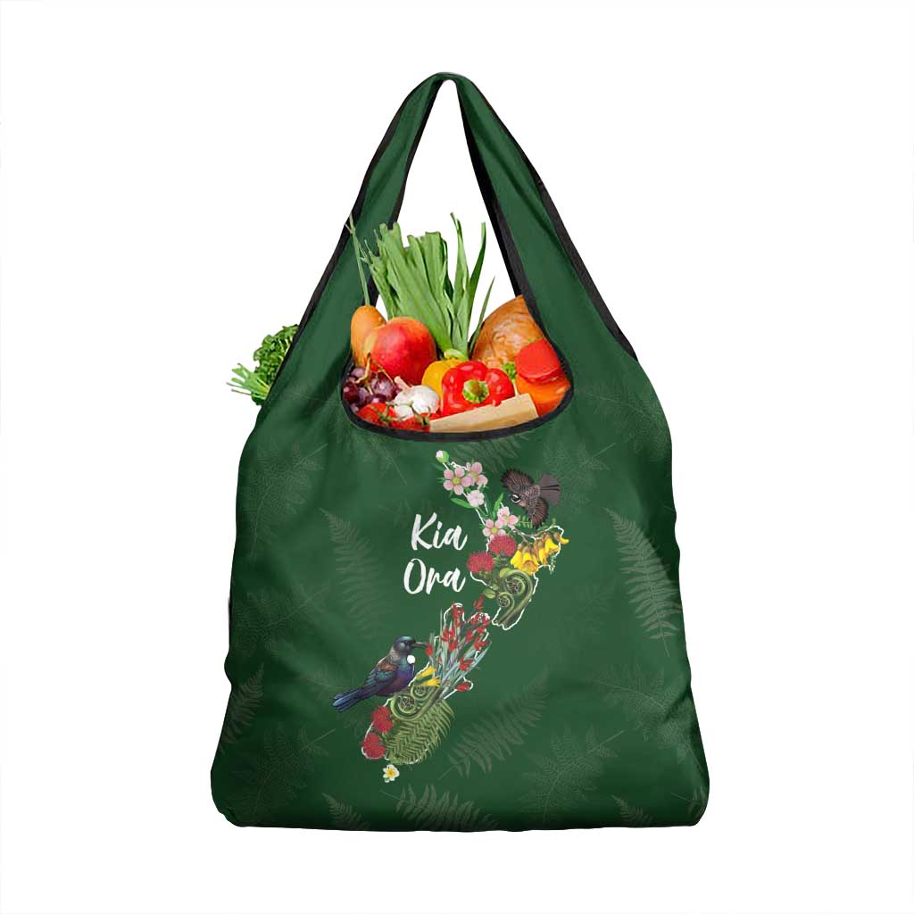 Kia Ora New Zealand Floral Grocery Bag Sage Green - Aussie Hoodie