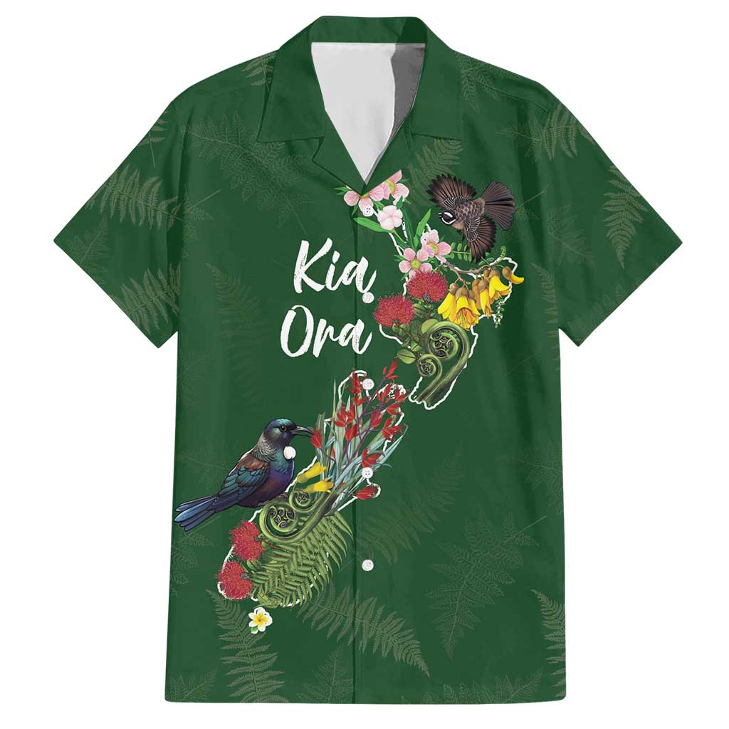 Kia Ora New Zealand Floral Personalized Hawaiian Shirt Sage Green - Aussie Hoodie