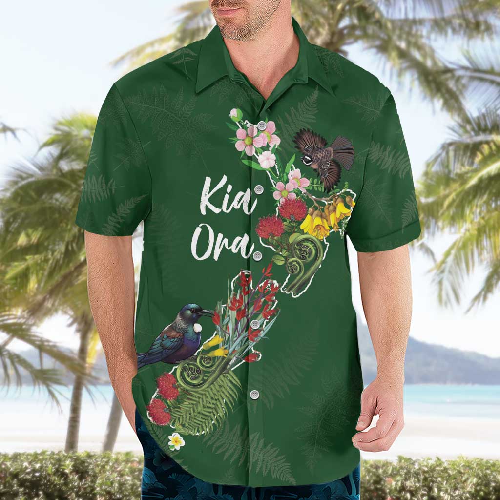 Kia Ora New Zealand Floral Personalized Hawaiian Shirt Sage Green - Aussie Hoodie