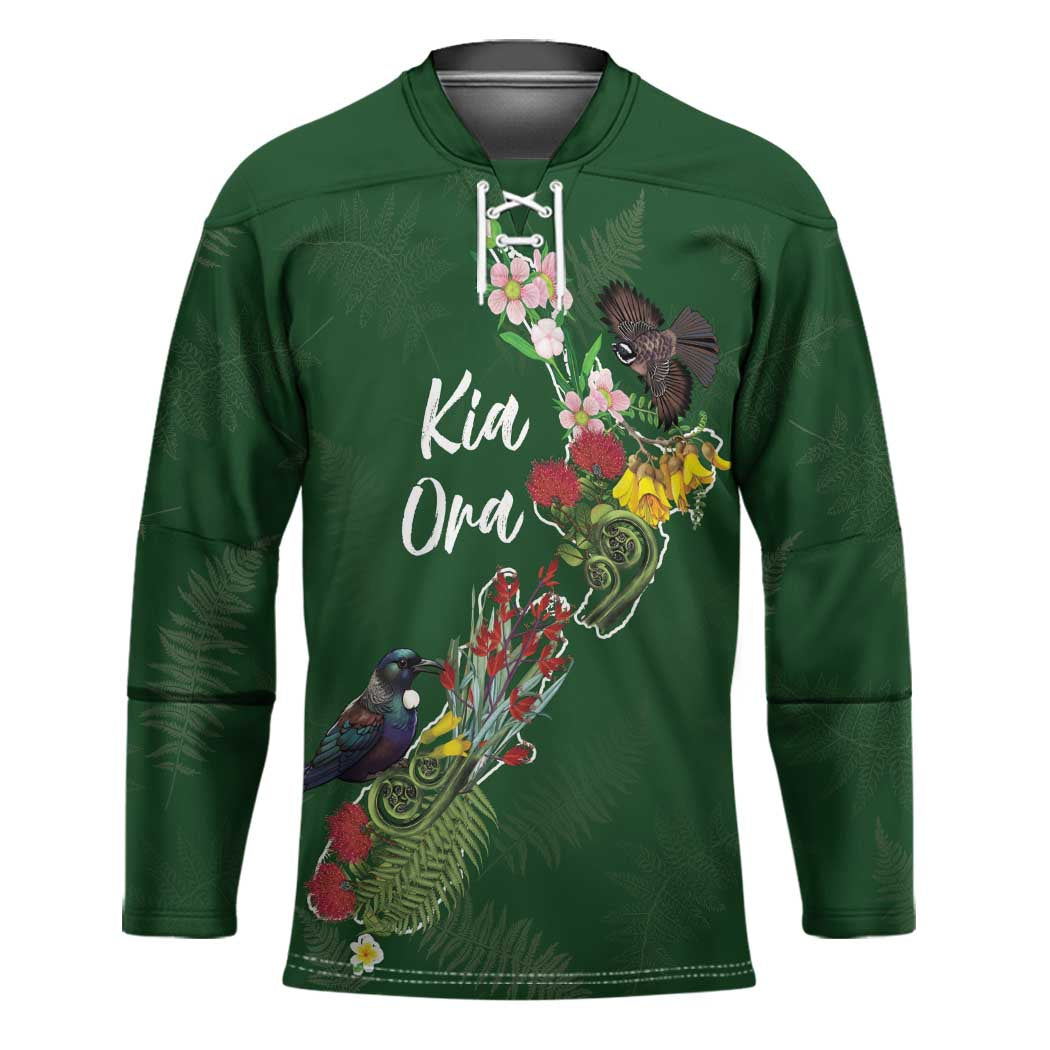 Kia Ora New Zealand Floral Personalized Hockey Jersey Sage Green - Aussie Hoodie