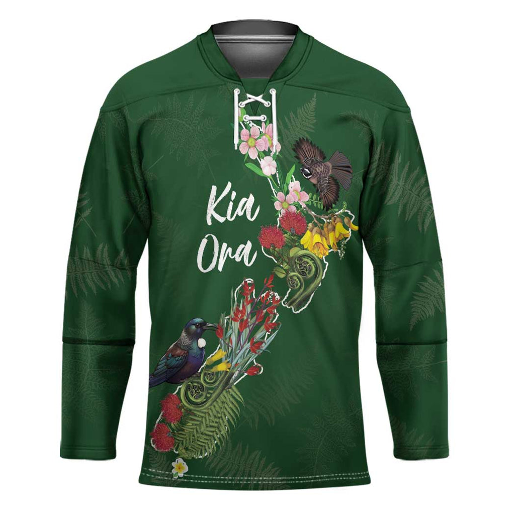 Kia Ora New Zealand Floral Personalized Hockey Jersey Sage Green - Aussie Hoodie