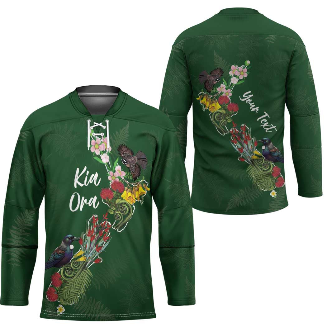 Kia Ora New Zealand Floral Personalized Hockey Jersey Sage Green - Aussie Hoodie