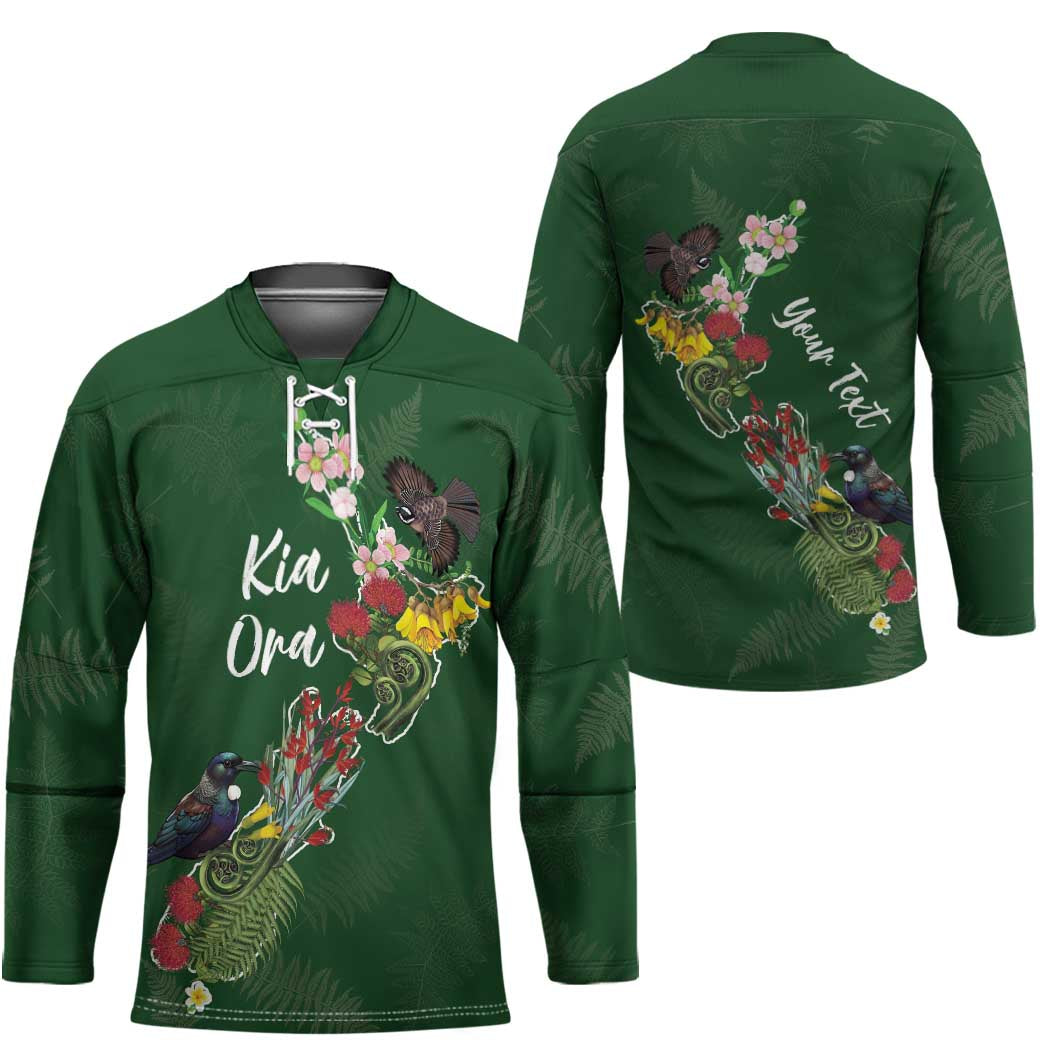 Kia Ora New Zealand Floral Personalized Hockey Jersey Sage Green - Aussie Hoodie