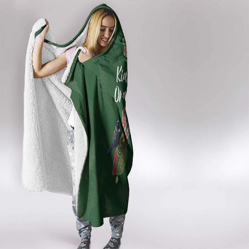 Kia Ora New Zealand Floral Hooded Blanket Sage Green - Aussie Hoodie