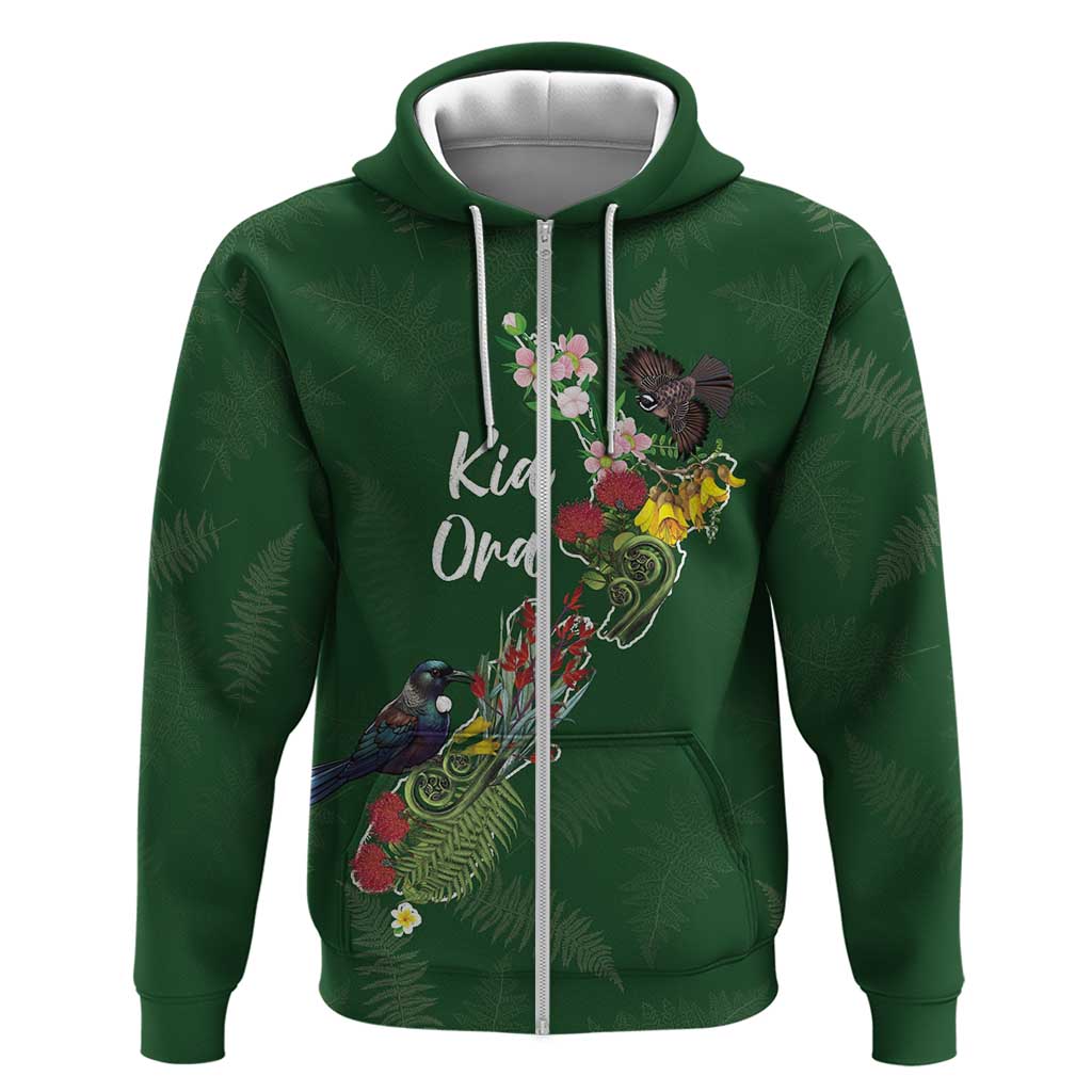Kia Ora New Zealand Floral Personalized Hoodie Sage Green - Aussie Hoodie