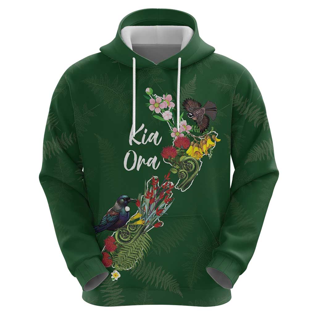 Kia Ora New Zealand Floral Personalized Hoodie Sage Green - Aussie Hoodie