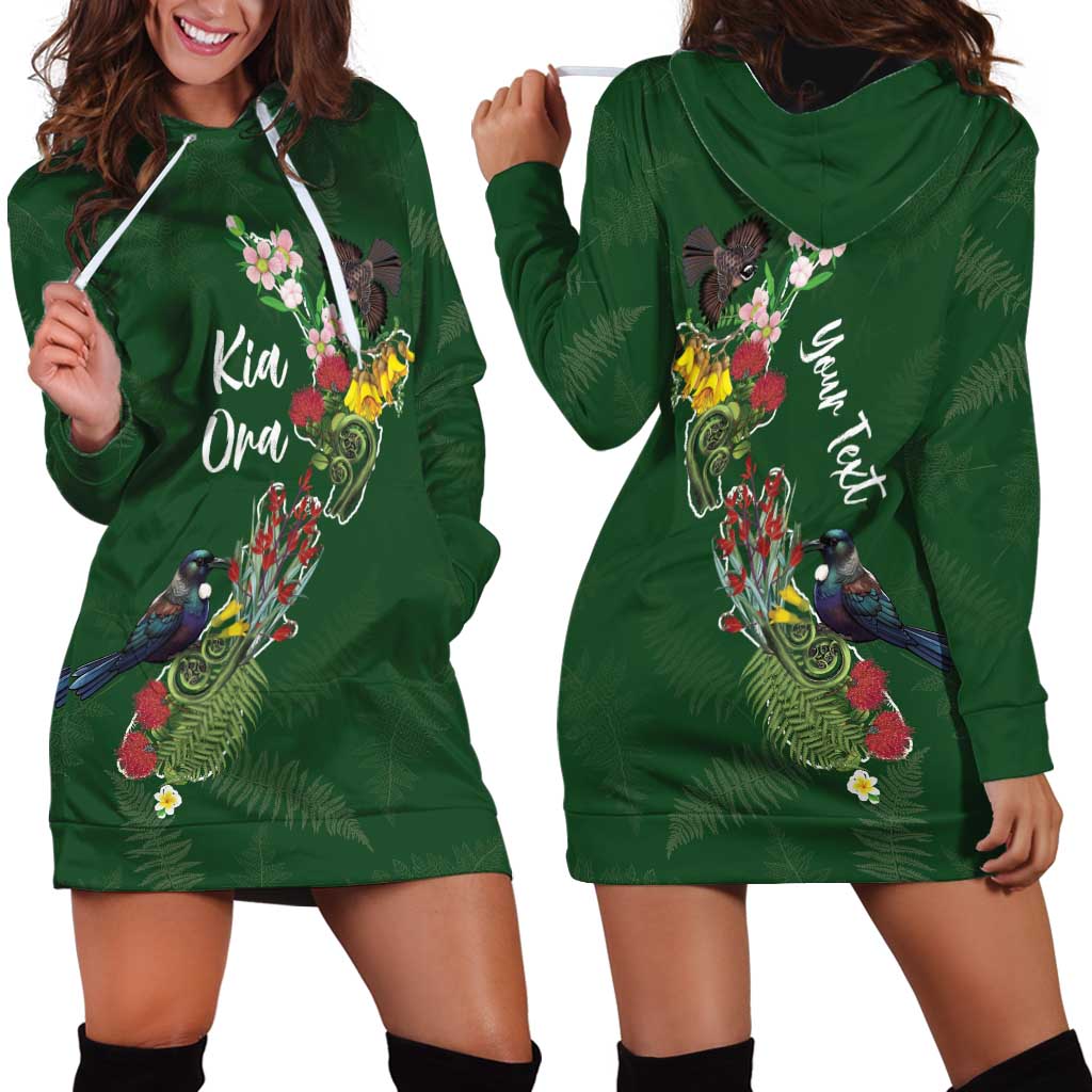 Kia Ora New Zealand Floral Personalized Hoodie Dress Sage Green - Aussie Hoodie