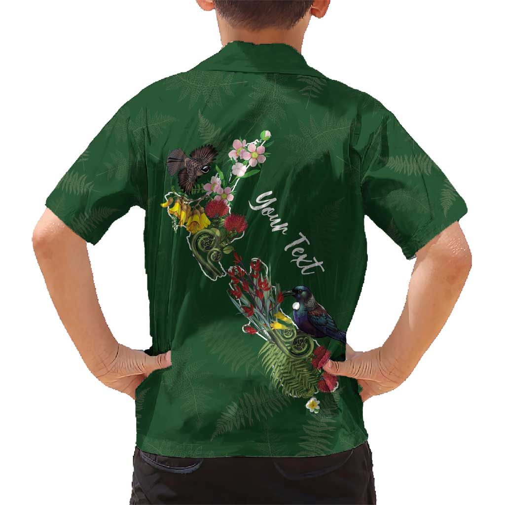 Kia Ora New Zealand Floral Personalized Kid Hawaiian Shirt Sage Green - Aussie Hoodie