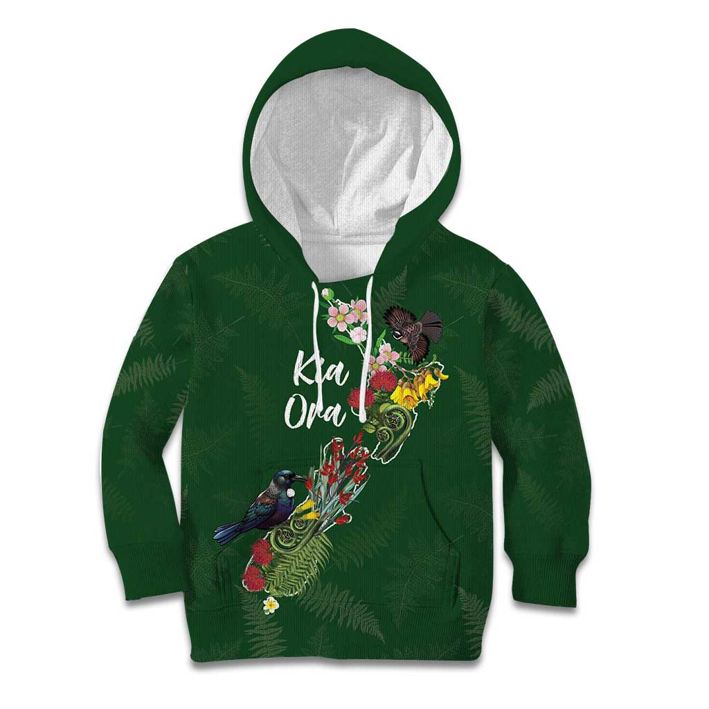 Kia Ora New Zealand Floral Personalized Kid Hoodie Sage Green - Aussie Hoodie