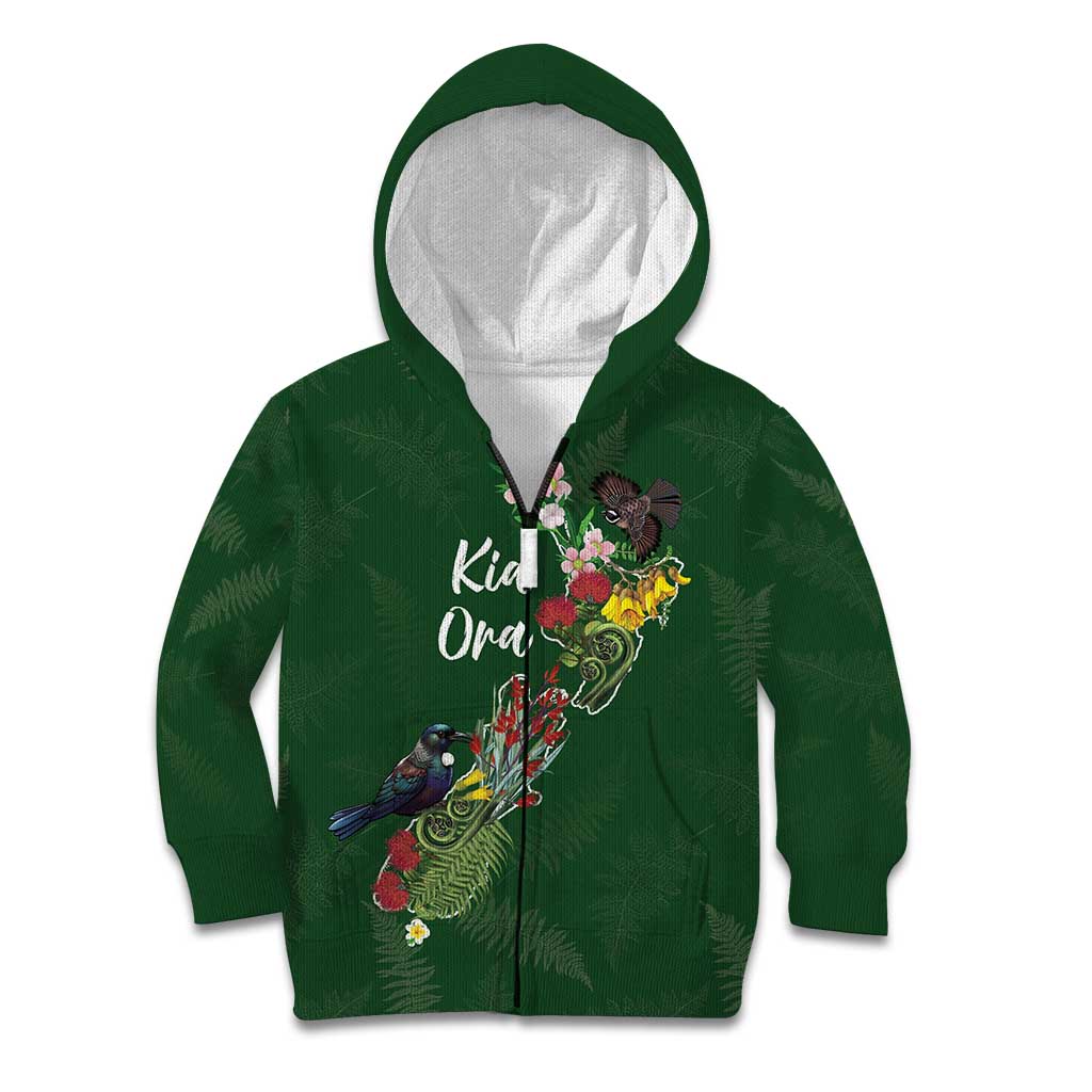 Kia Ora New Zealand Floral Personalized Kid Hoodie Sage Green - Aussie Hoodie