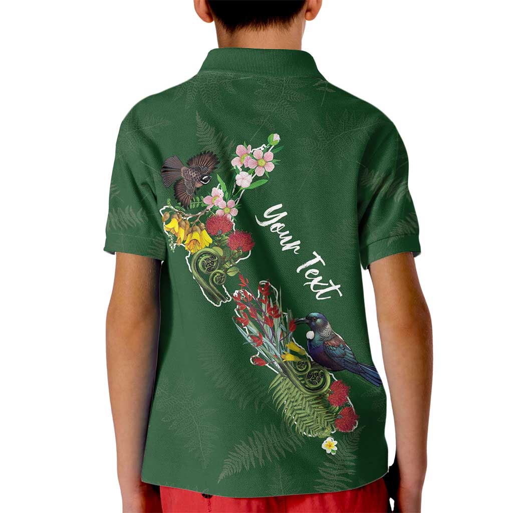 Kia Ora New Zealand Floral Personalized Kid Polo Shirt Sage Green - Aussie Hoodie