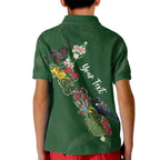 Kia Ora New Zealand Floral Personalized Kid Polo Shirt Sage Green - Aussie Hoodie