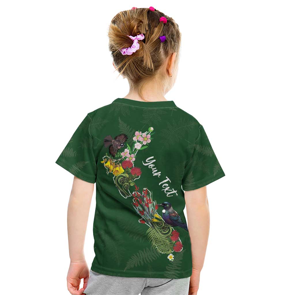 Kia Ora New Zealand Floral Personalized Kid T Shirt Sage Green - Aussie Hoodie