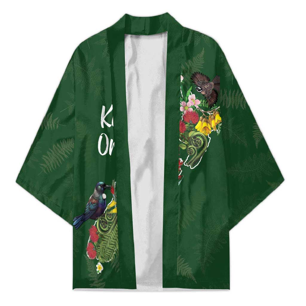 Kia Ora New Zealand Floral Personalized Kimono Sage Green - Aussie Hoodie