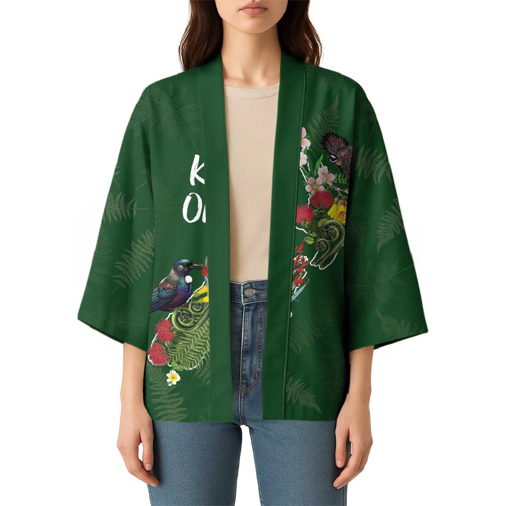 Kia Ora New Zealand Floral Personalized Kimono Sage Green - Aussie Hoodie