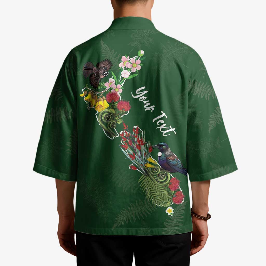 Kia Ora New Zealand Floral Personalized Kimono Sage Green - Aussie Hoodie