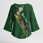 Kia Ora New Zealand Floral Personalized Kimono Sleeve Blouse Sage Green - Aussie Hoodie