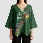 Kia Ora New Zealand Floral Personalized Kimono Sleeve Blouse Sage Green - Aussie Hoodie