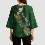Kia Ora New Zealand Floral Personalized Kimono Sleeve Blouse Sage Green - Aussie Hoodie