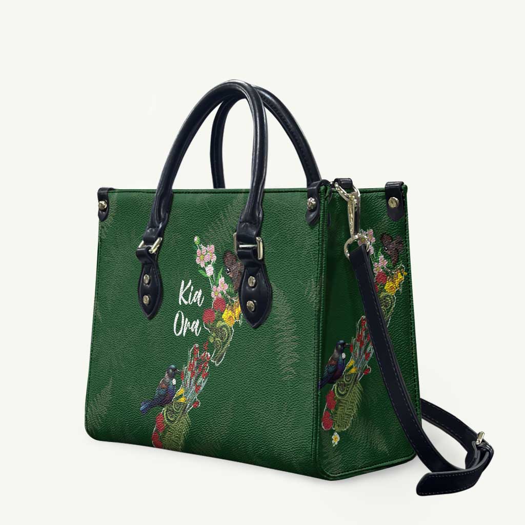 Kia Ora New Zealand Floral Leather Bag Sage Green - Aussie Hoodie