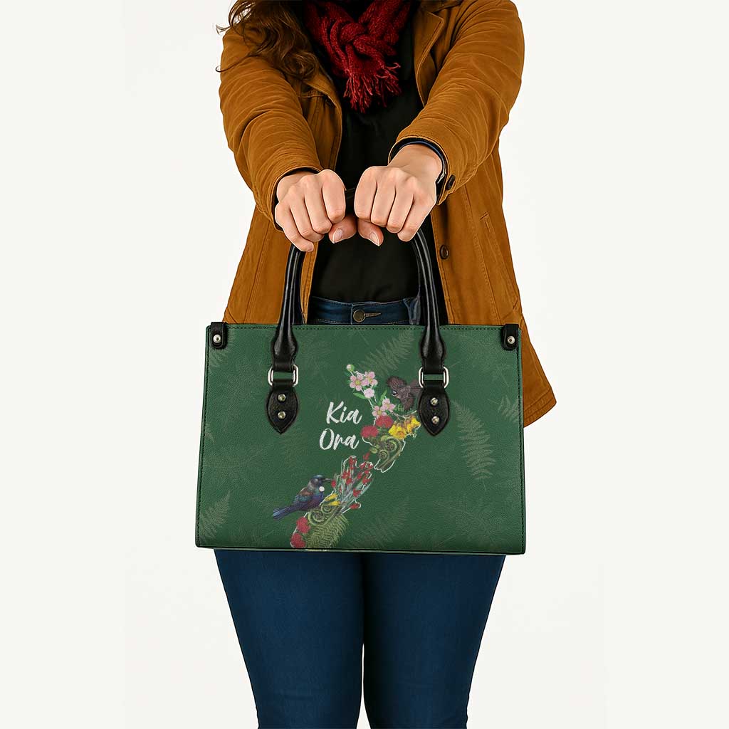 Kia Ora New Zealand Floral Leather Bag Sage Green - Aussie Hoodie