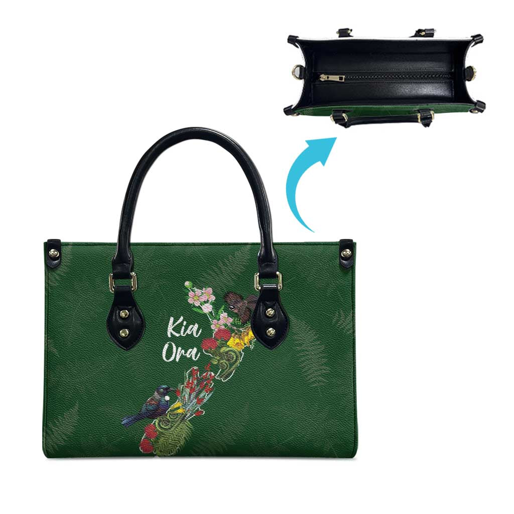 Kia Ora New Zealand Floral Leather Bag Sage Green - Aussie Hoodie