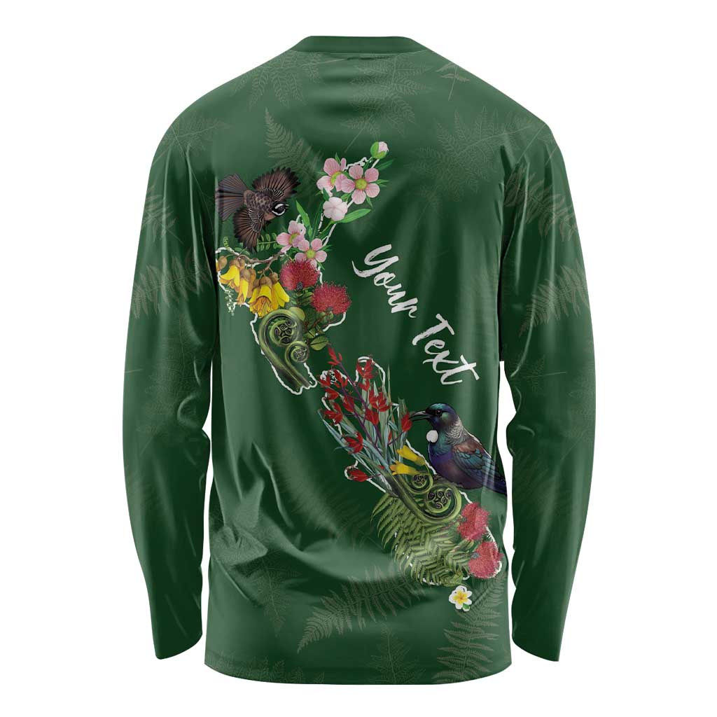 Kia Ora New Zealand Floral Personalized Long Sleeve Shirt Sage Green - Aussie Hoodie