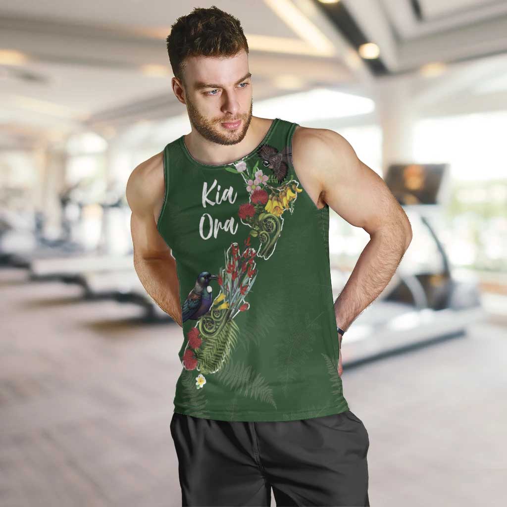 Kia Ora New Zealand Floral Personalized Men Tank Top Sage Green - Aussie Hoodie