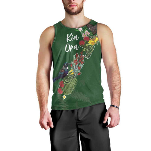 Kia Ora New Zealand Floral Personalized Men Tank Top Sage Green - Aussie Hoodie