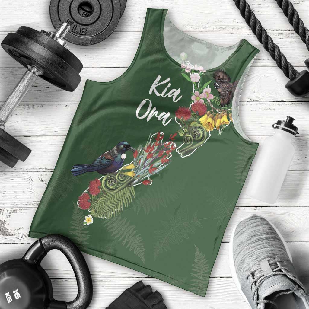 Kia Ora New Zealand Floral Personalized Men Tank Top Sage Green - Aussie Hoodie