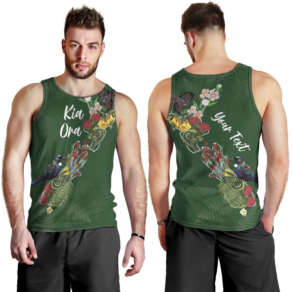 Kia Ora New Zealand Floral Personalized Men Tank Top Sage Green - Aussie Hoodie
