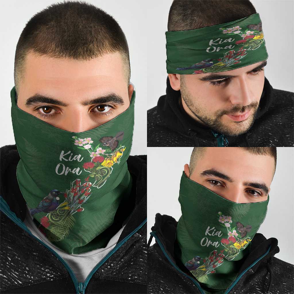 Kia Ora New Zealand Floral Neck Gaiter Sage Green - Aussie Hoodie