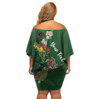 Kia Ora New Zealand Floral Personalized Off Shoulder Short Dress Sage Green - Aussie Hoodie