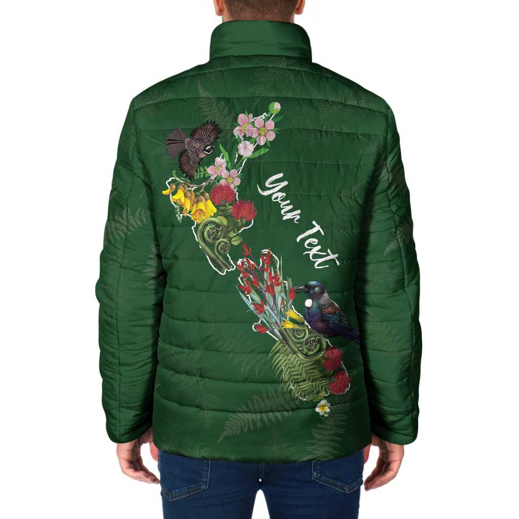 Kia Ora New Zealand Floral Personalized Padded Jacket Sage Green - Aussie Hoodie