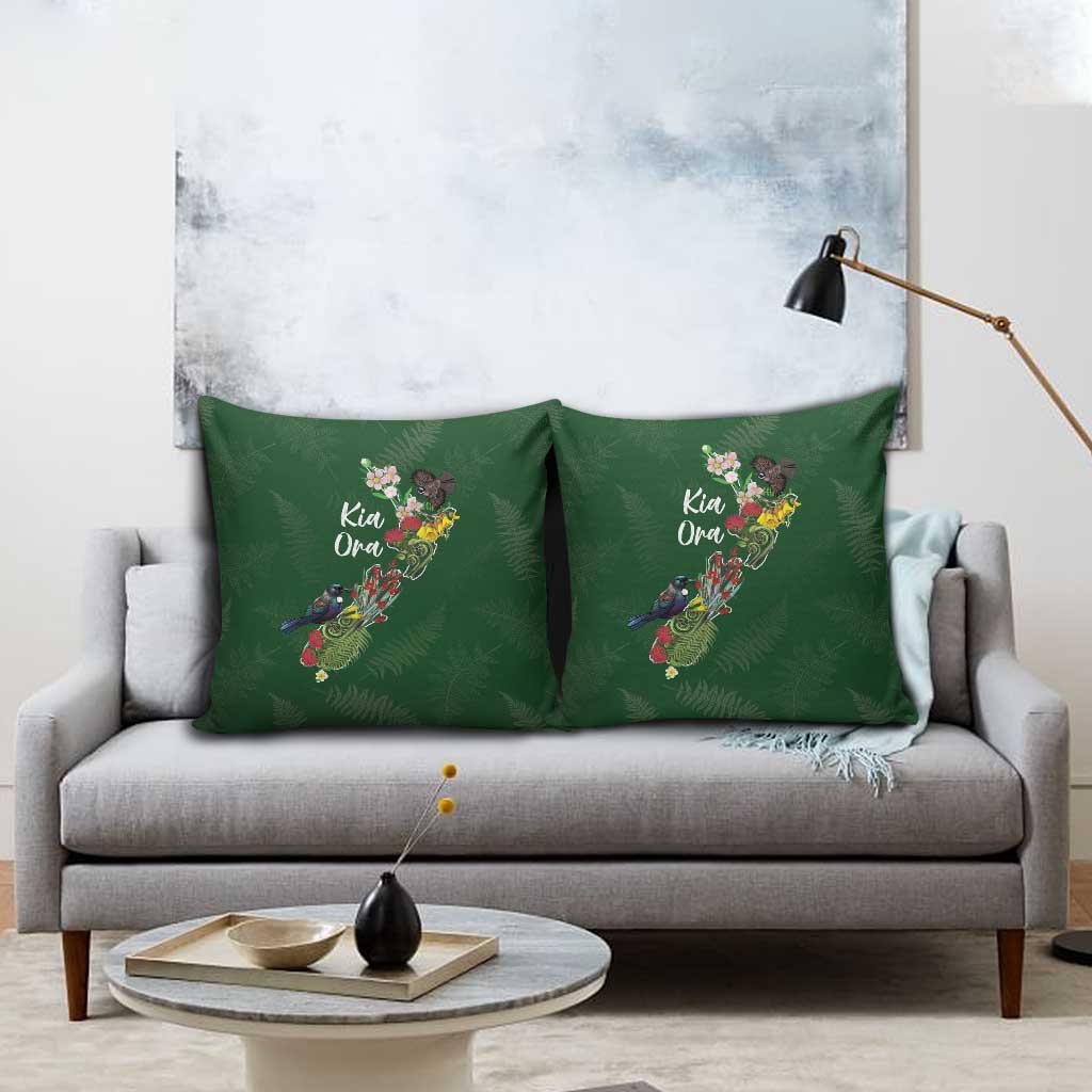 Kia Ora New Zealand Floral Pillow Cover Sage Green - Aussie Hoodie