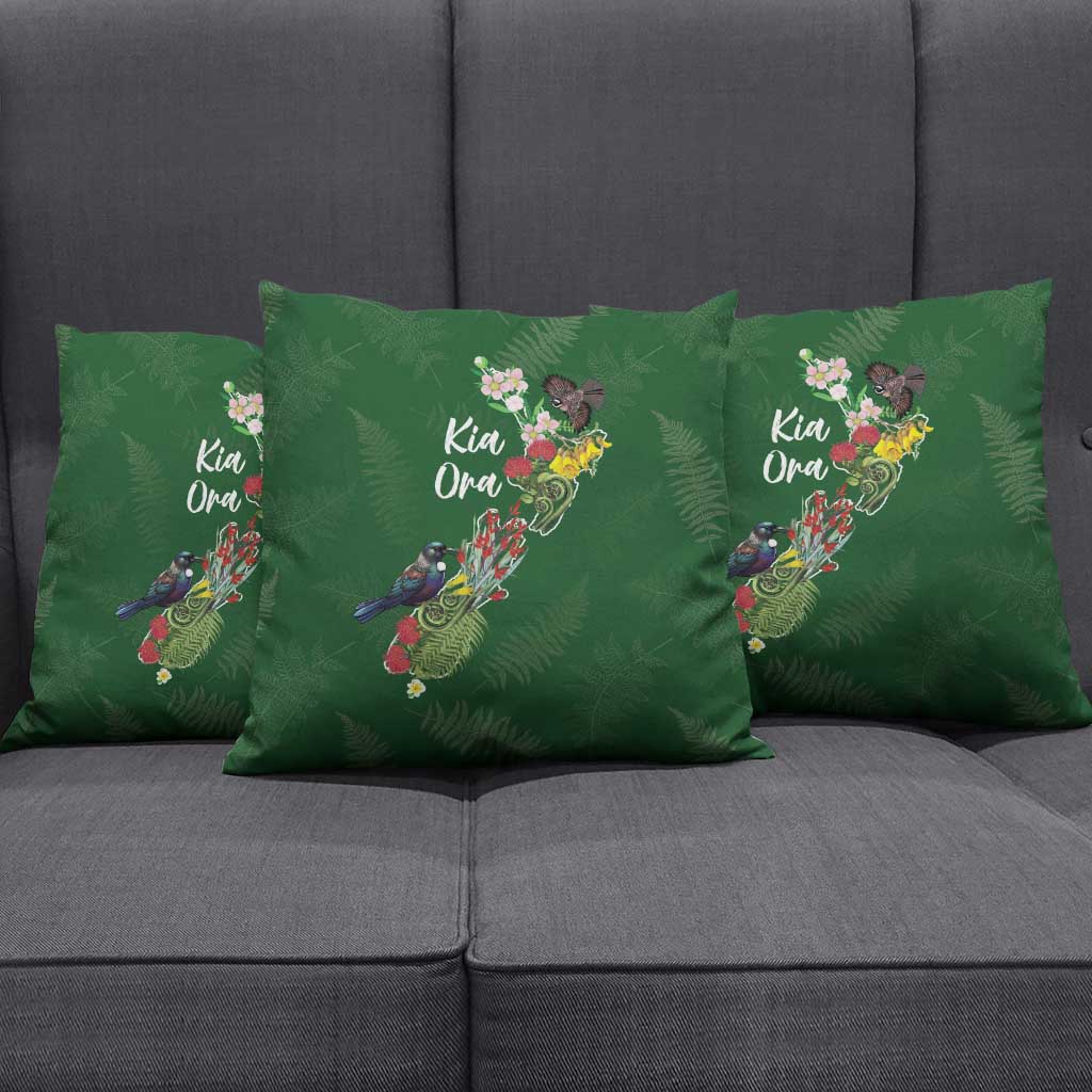 Kia Ora New Zealand Floral Pillow Cover Sage Green - Aussie Hoodie