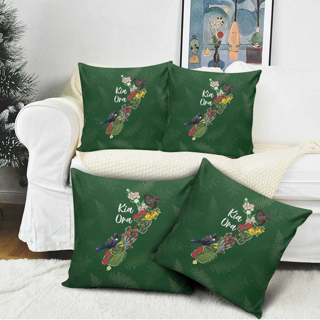 Kia Ora New Zealand Floral Pillow Cover Sage Green - Aussie Hoodie